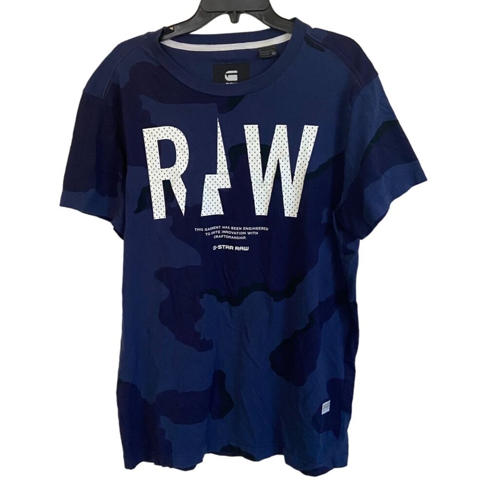 G-Star Raw Denim Tshirt Mens Blue Large T-Shirt T Shirt 100% Organic Cotton